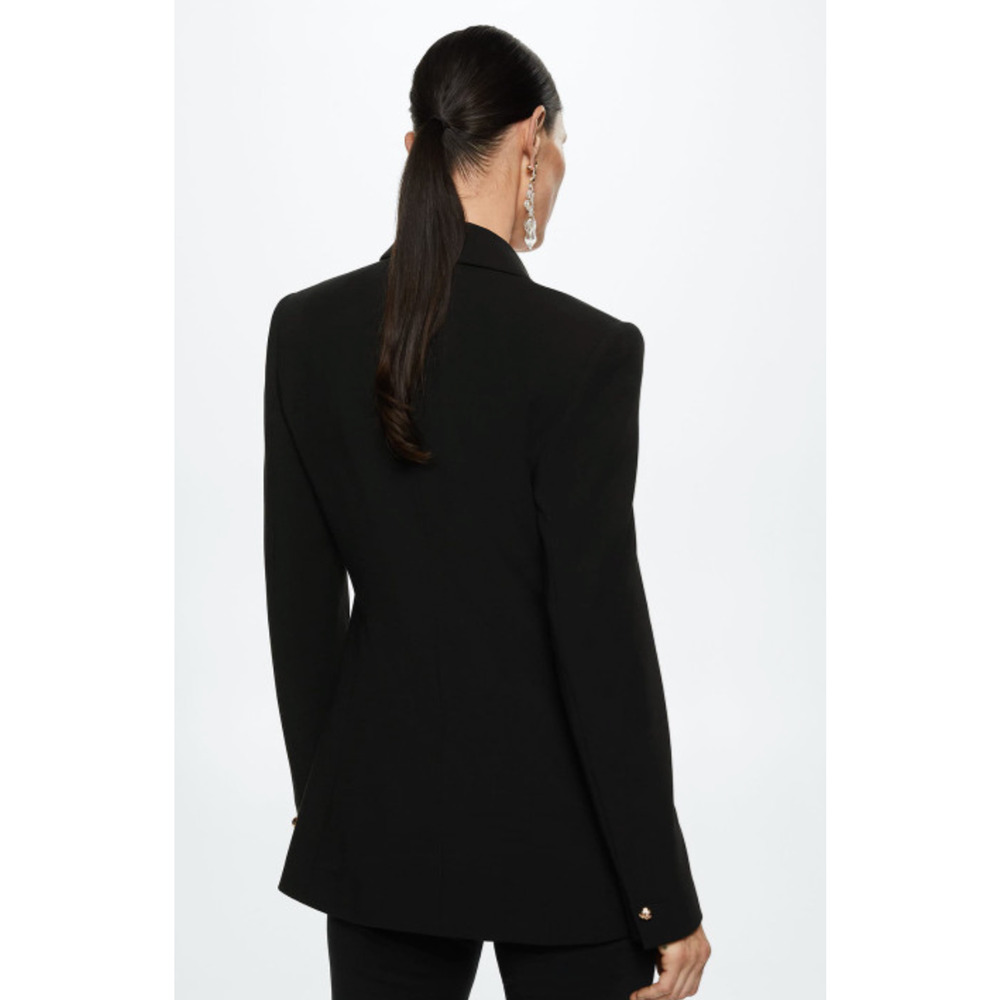 NEW MANGO MNG BLACK DOUBLE BREASTED GOLD BUTTONS SUIT BLAZER JACKET SZ M - Picture 3 of 11